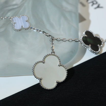 [⭐⭐JeweliWhal]CLOVER BRACELET 5 MOTIFS MOP CHALCEDONY SILVER