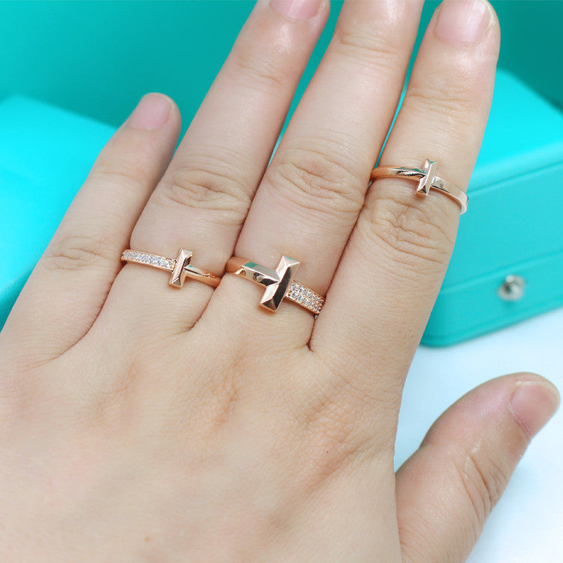 [⭐JeweliWhal]T1 NARROW DIAMOND PINK GOLD RING