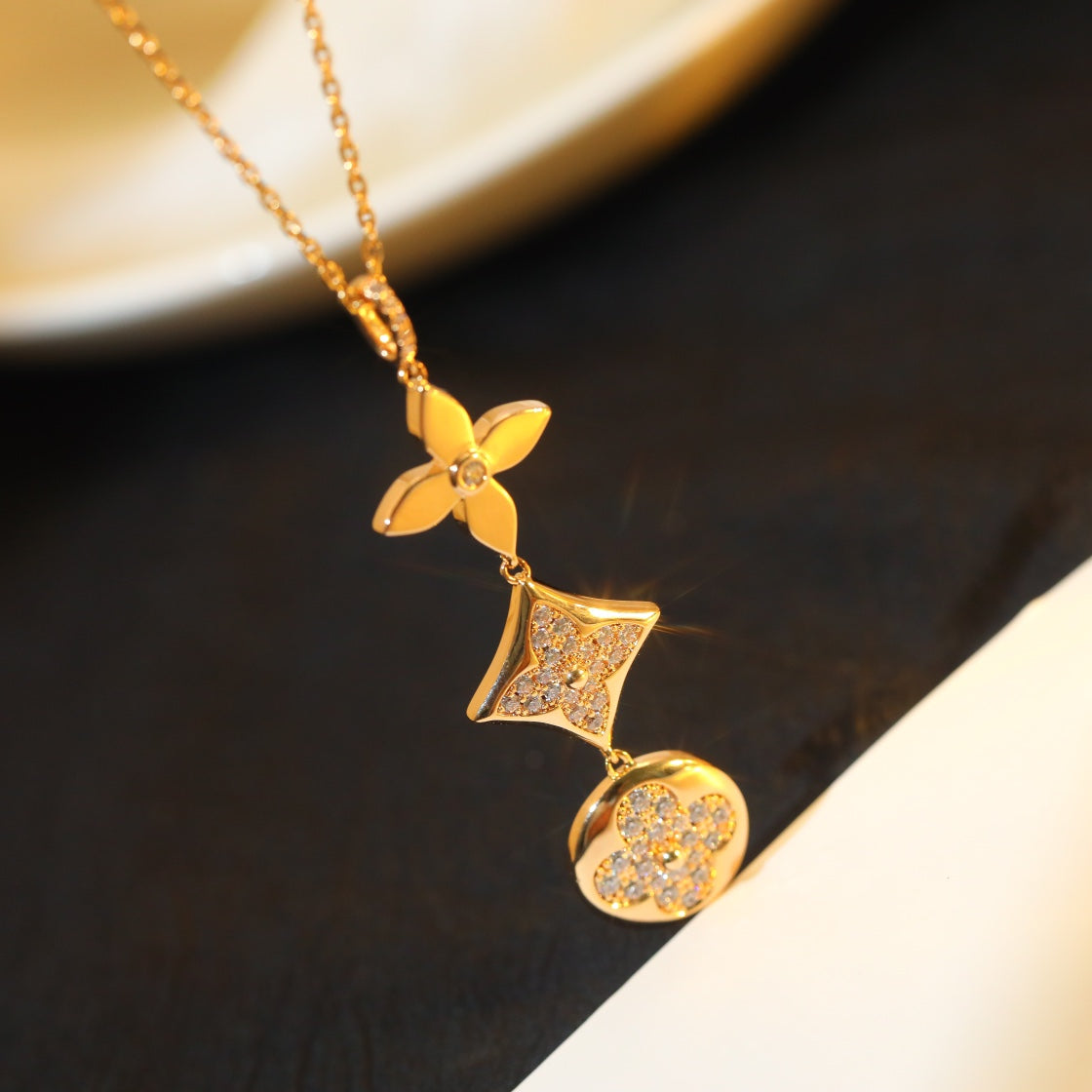 [⭐⭐JeweliWhal]STAR AND SUN DIAMOND PINK GOLD NECKLACE