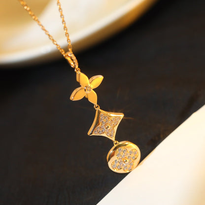 [⭐⭐JeweliWhal]STAR AND SUN DIAMOND PINK GOLD NECKLACE