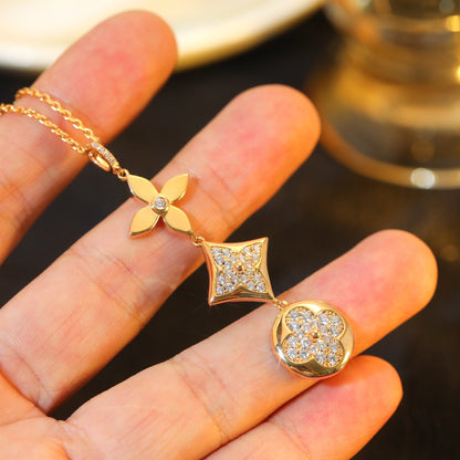 [⭐⭐JeweliWhal]STAR AND SUN DIAMOND PINK GOLD NECKLACE