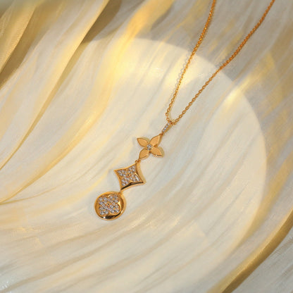 [⭐⭐JeweliWhal]STAR AND SUN DIAMOND PINK GOLD NECKLACE