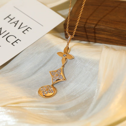 [⭐⭐JeweliWhal]STAR AND SUN DIAMOND PINK GOLD NECKLACE