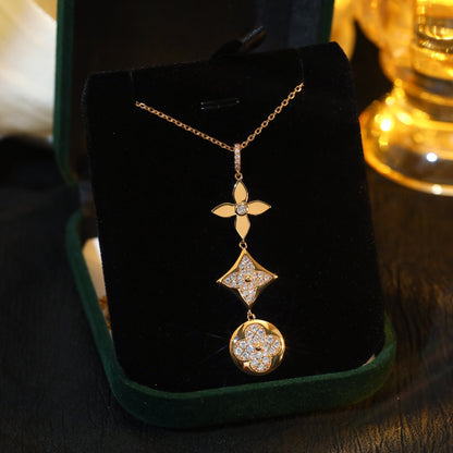 [⭐⭐JeweliWhal]STAR AND SUN DIAMOND PINK GOLD NECKLACE