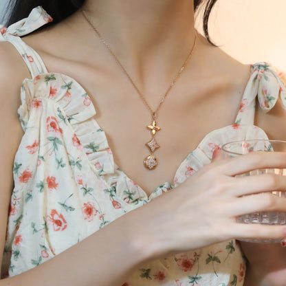 [⭐⭐JeweliWhal]STAR AND SUN DIAMOND PINK GOLD NECKLACE