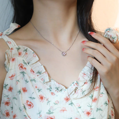 [⭐⭐JeweliWhal]SUN PEDANT PINK GOLD 1 DIAMOND NECKLACE