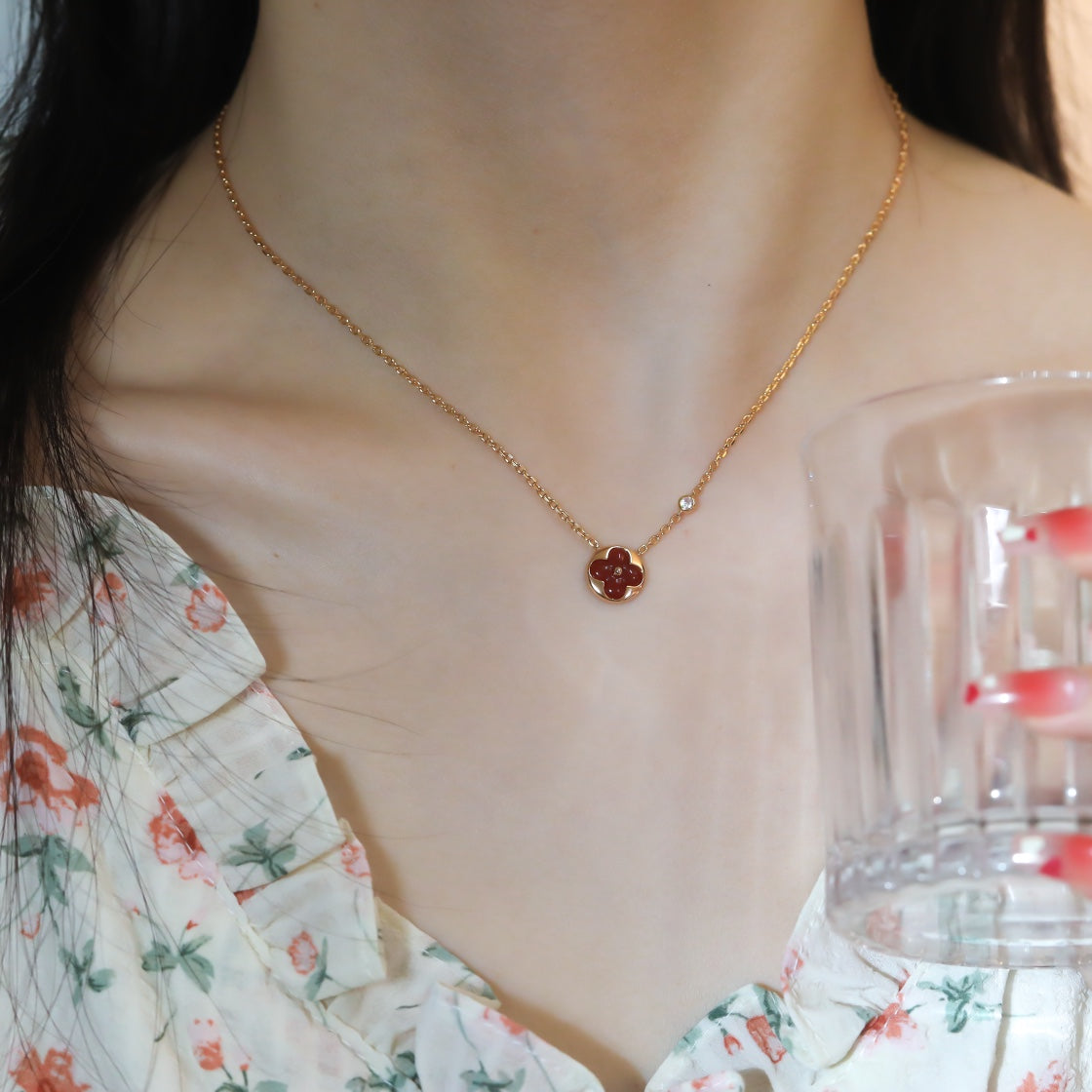 [⭐⭐JeweliWhal]SUN PEDANT PINK GOLD 1 DIAMOND NECKLACE