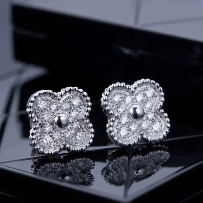 [⭐⭐JeweliWhal]CLOVER 1 MOTIFS DIAMOND STUD EARRINGS SILVER