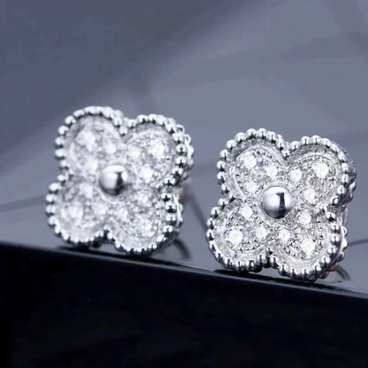 [⭐⭐JeweliWhal]CLOVER 1 MOTIFS DIAMOND STUD EARRINGS SILVER