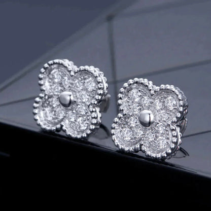 [⭐⭐JeweliWhal]CLOVER 1 MOTIFS DIAMOND STUD EARRINGS SILVER