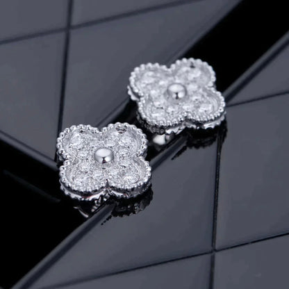[⭐⭐JeweliWhal]CLOVER 1 MOTIFS DIAMOND STUD EARRINGS SILVER