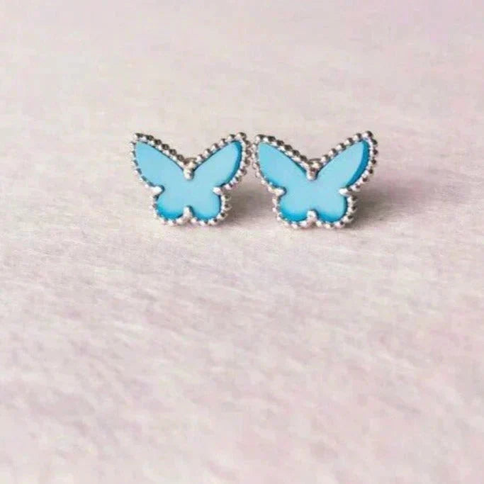 [⭐⭐JeweliWhal]BUTTERFLY TURQUOISE EARRINGS SILVER