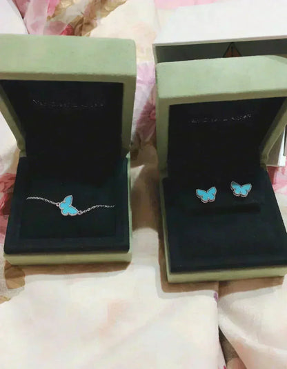 [⭐⭐JeweliWhal]BUTTERFLY TURQUOISE EARRINGS SILVER