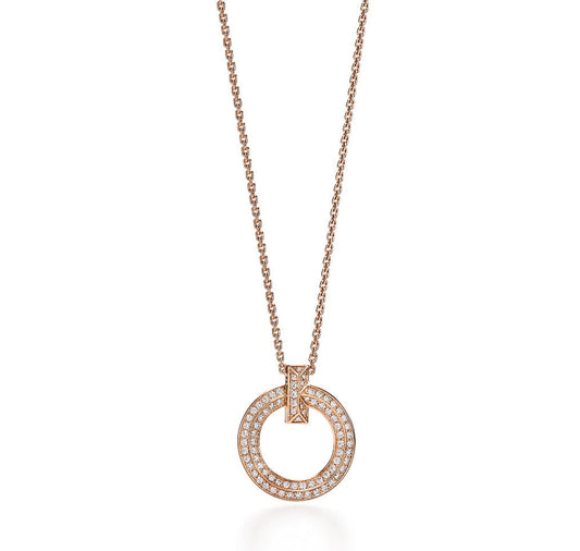 [⭐JeweliWhal]T CIRCLE PEDANT DIAMOND NECKLACE