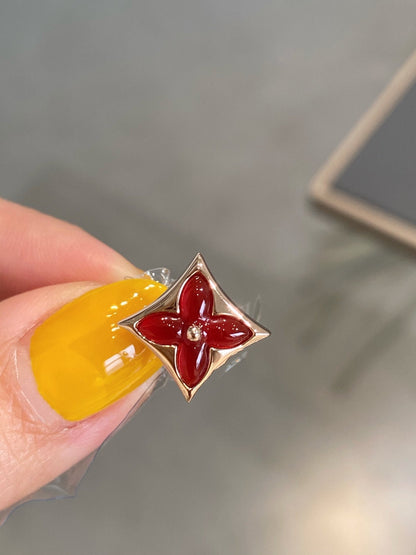 [⭐⭐JeweliWhal]STAR AND SUN PINK GOLD CARNELIAN STUD EARRINGS