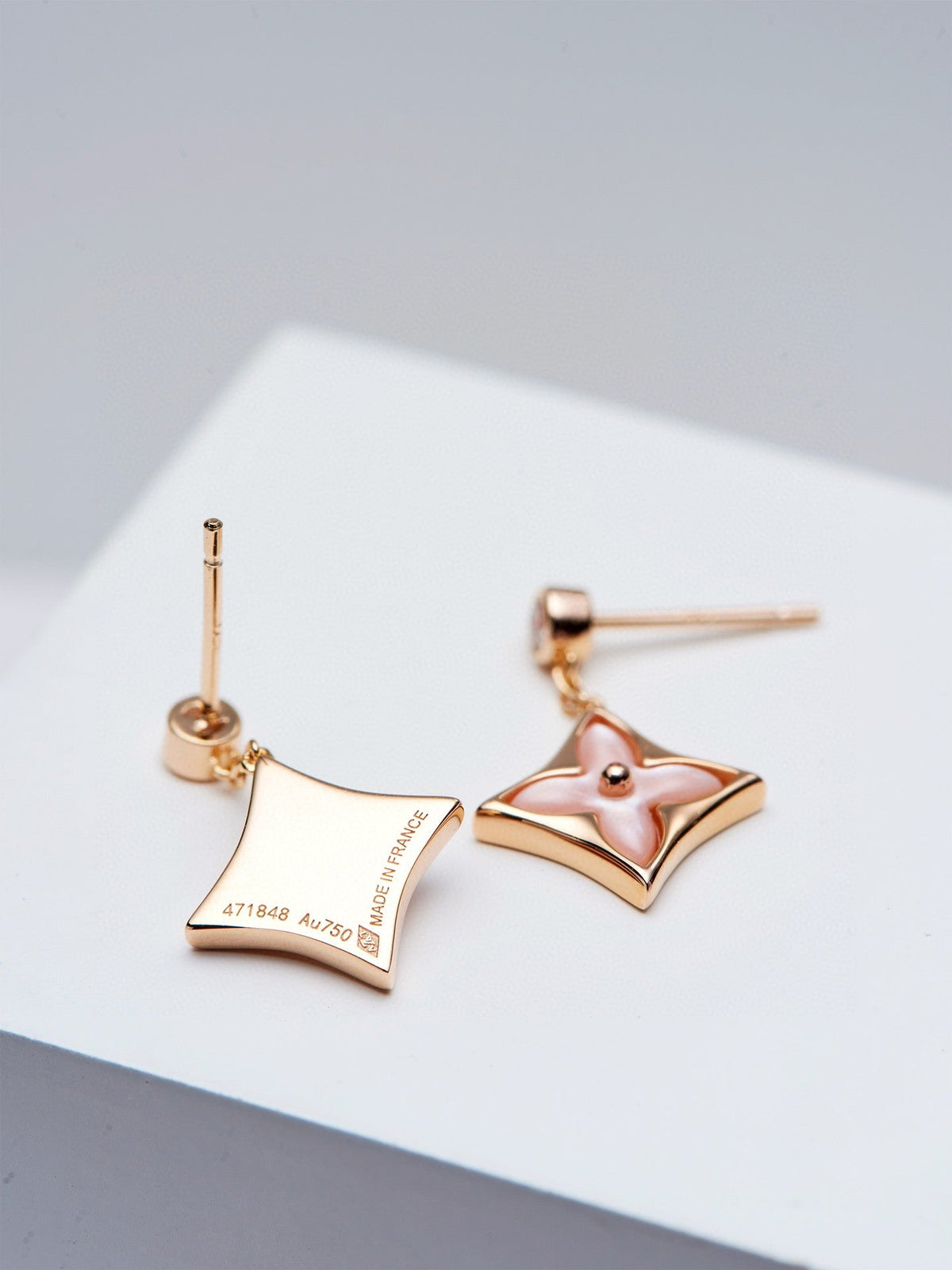 [⭐⭐JeweliWhal]DOUBLE STAR PINK GOLD MOP DROP EARRINGS