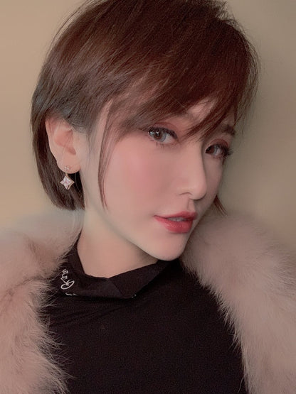 [⭐⭐JeweliWhal]DOUBLE STAR PINK GOLD MOP DROP EARRINGS