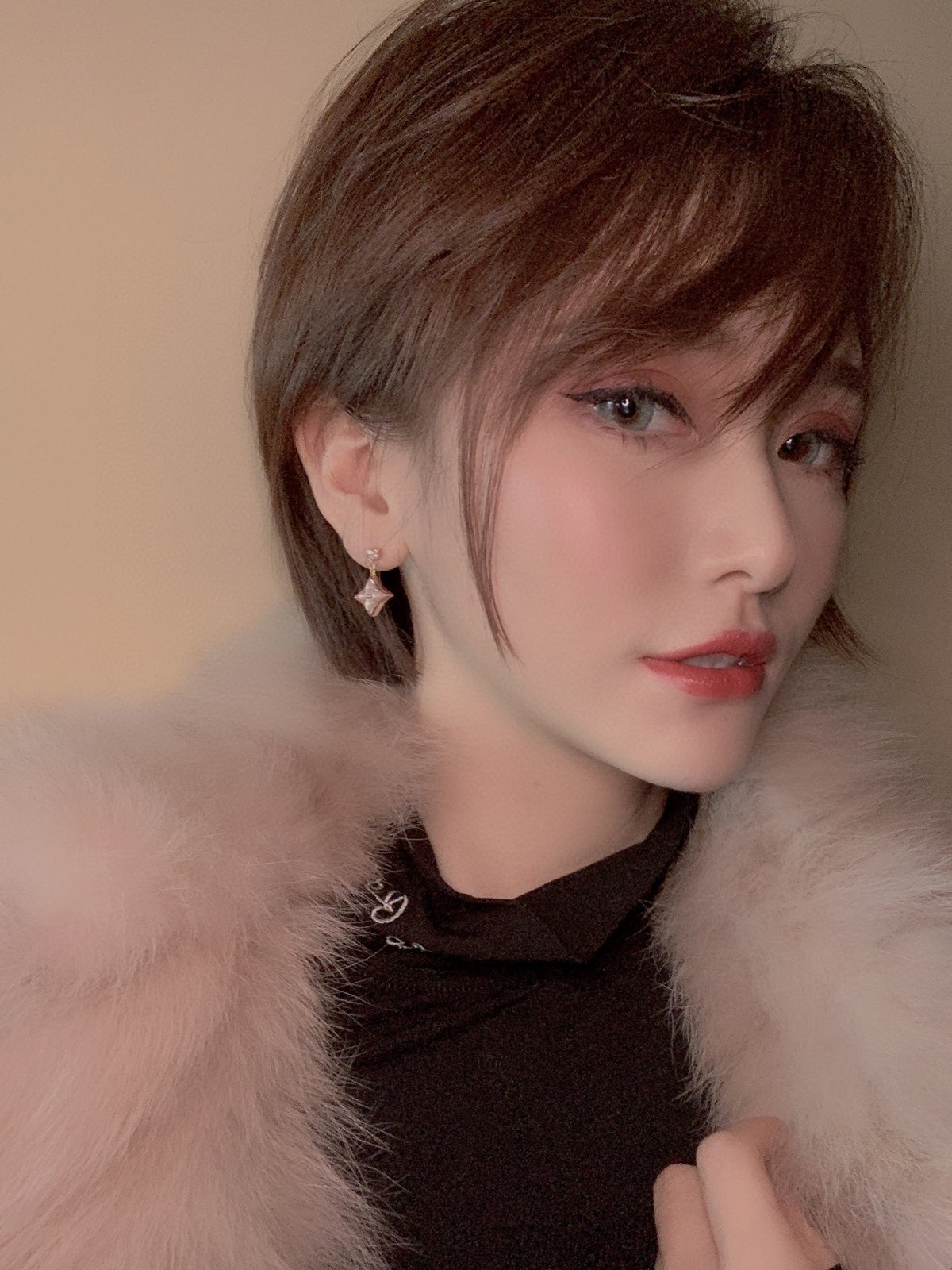 [⭐⭐JeweliWhal]DOUBLE STAR PINK GOLD MOP DROP EARRINGS