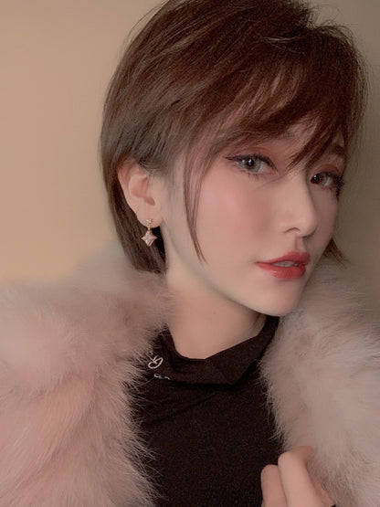 [⭐⭐JeweliWhal]DOUBLE STAR PINK GOLD MOP DROP EARRINGS