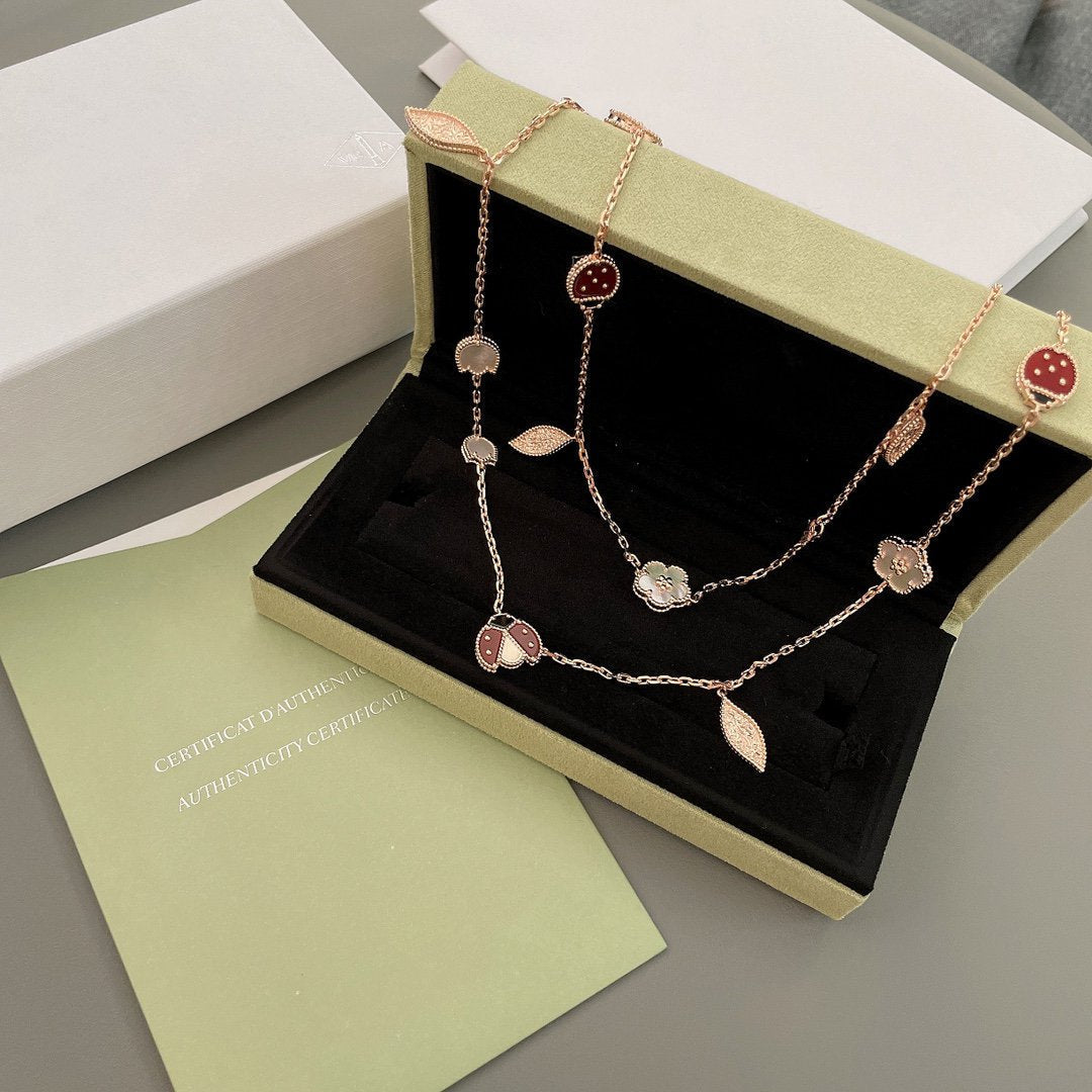 [⭐⭐JeweliWhal]LUCKY SPRING 15 MOTIFS ROSE GOLD NECKLACE