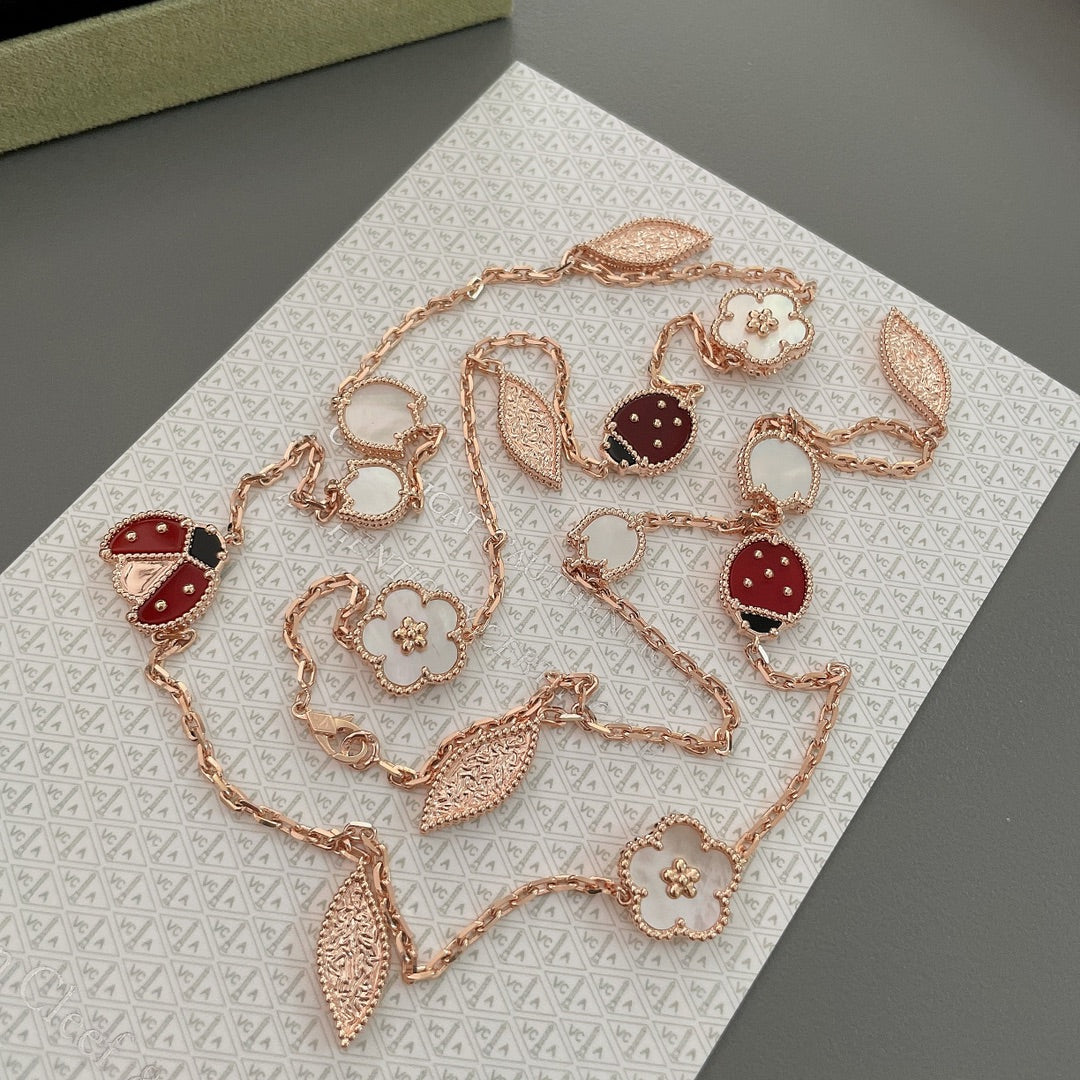 [⭐⭐JeweliWhal]LUCKY SPRING 15 MOTIFS ROSE GOLD NECKLACE