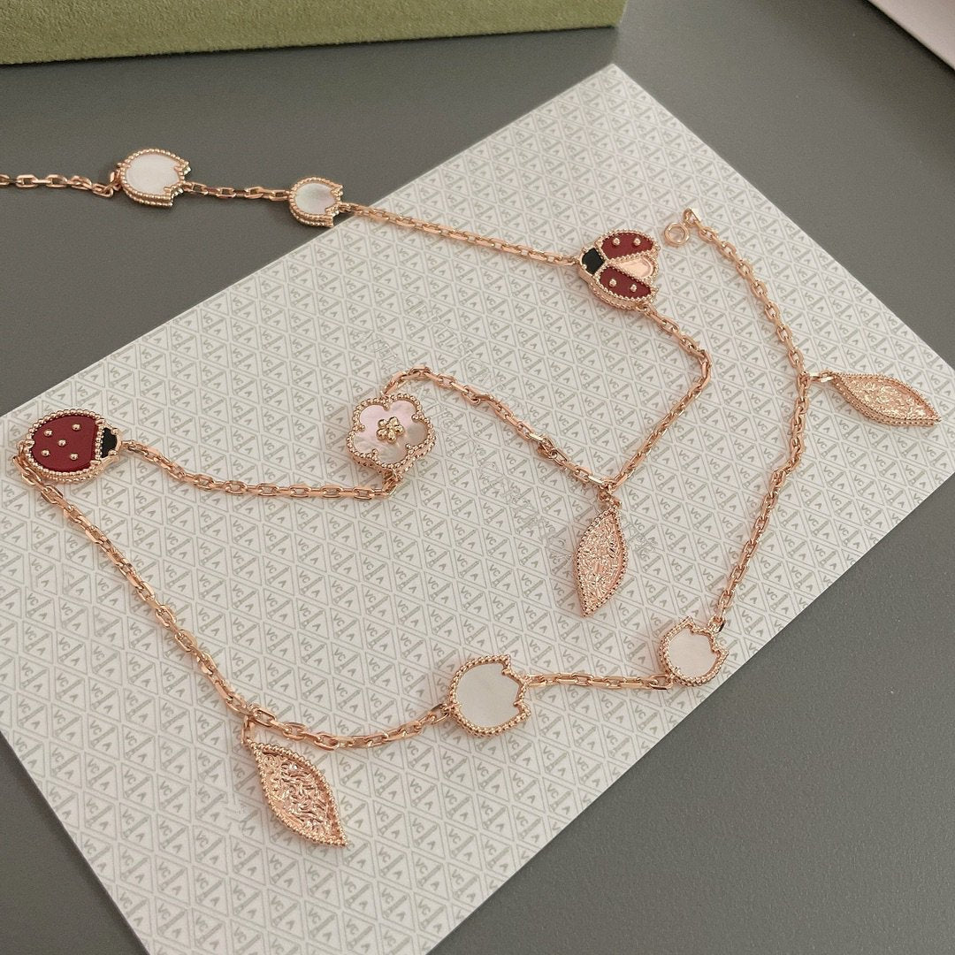 [⭐⭐JeweliWhal]LUCKY SPRING 15 MOTIFS ROSE GOLD NECKLACE