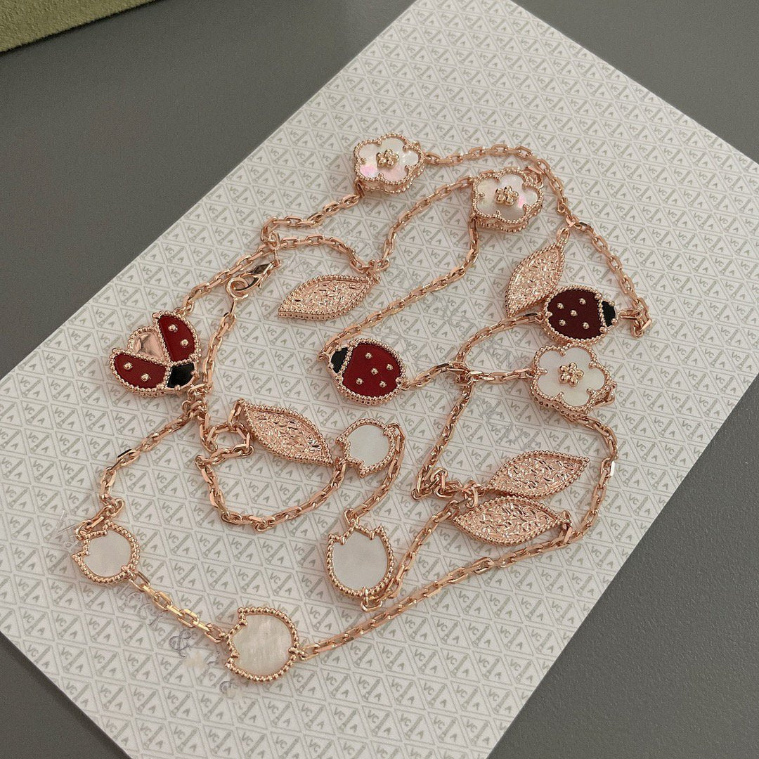 [⭐⭐JeweliWhal]LUCKY SPRING 15 MOTIFS ROSE GOLD NECKLACE