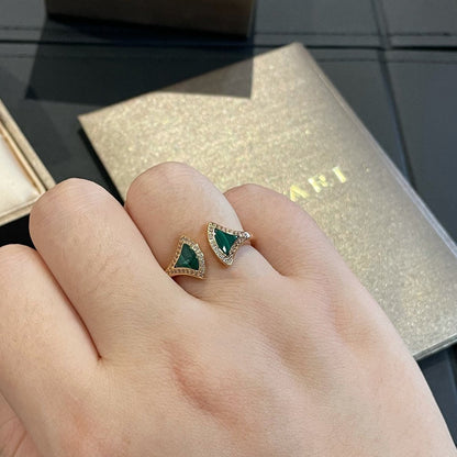 [⭐⭐JeweliWhal]DREAM MALACHITE DIAMOND OPEN RING