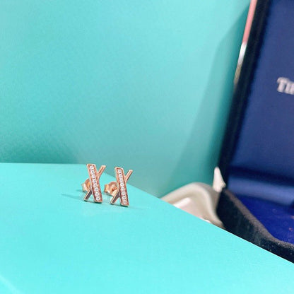 [⭐JeweliWhal]X EARRINGS ROSE GOLD DIAMONDS