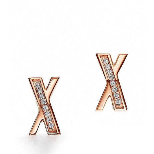 [⭐JeweliWhal]X EARRINGS ROSE GOLD DIAMONDS