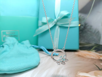 [⭐JeweliWhal]DIAMOND VINE CIRCLE PENDANT PLATINUM NECKLACE