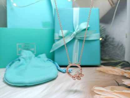 [⭐JeweliWhal]DIAMOND VINE CIRCLE PENDANT PLATINUM NECKLACE