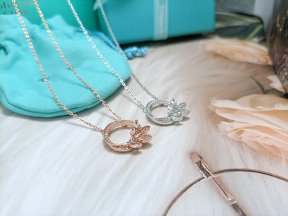 [⭐JeweliWhal]DIAMOND VINE CIRCLE PENDANT PLATINUM NECKLACE