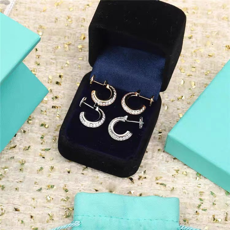[⭐JeweliWhal]HOOP EARRINGS IN ROSE GOLD WITH DIAMONDS
