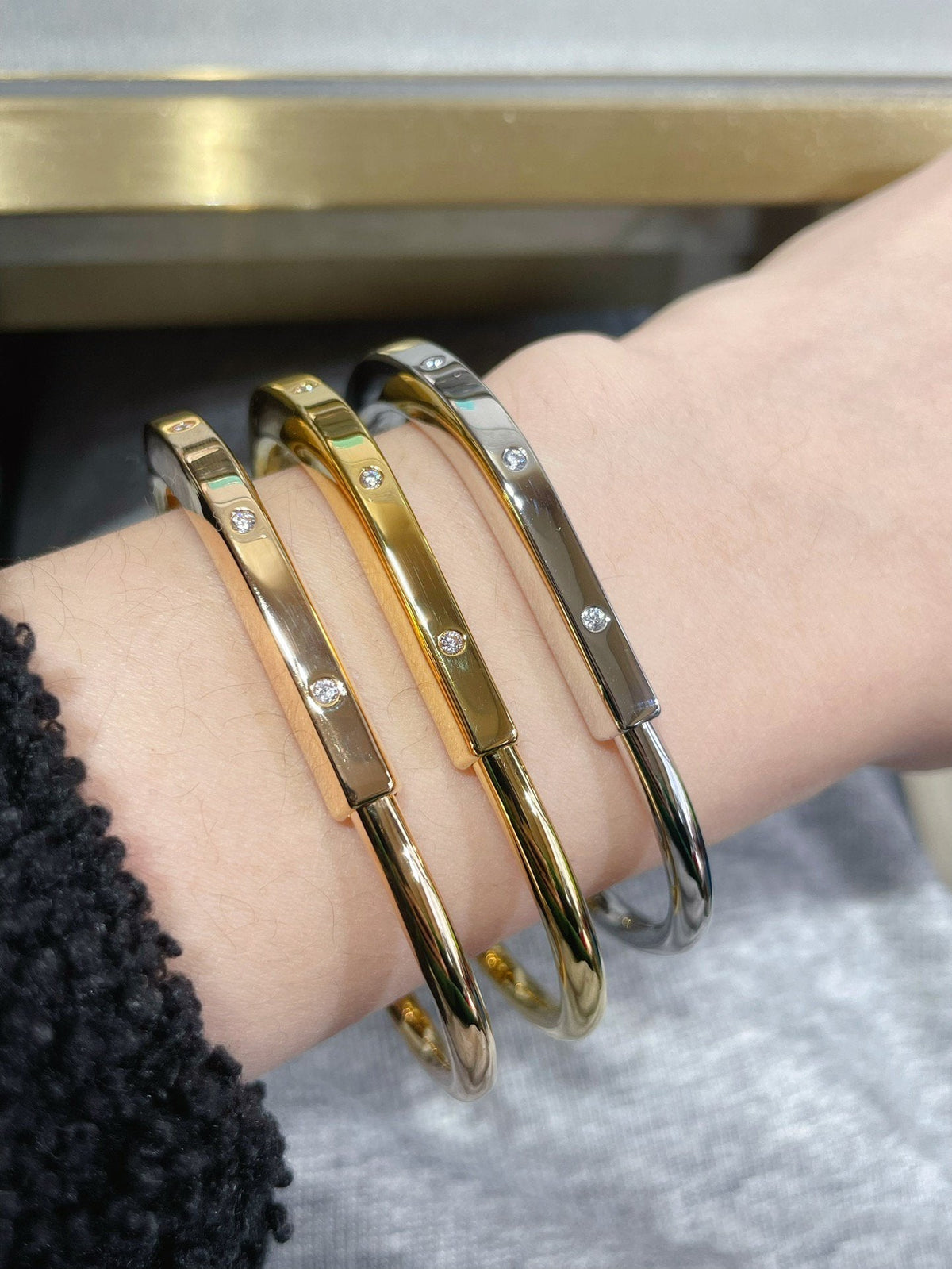 [⭐JeweliWhal]LOCK BRACELET 8 DIAMOND