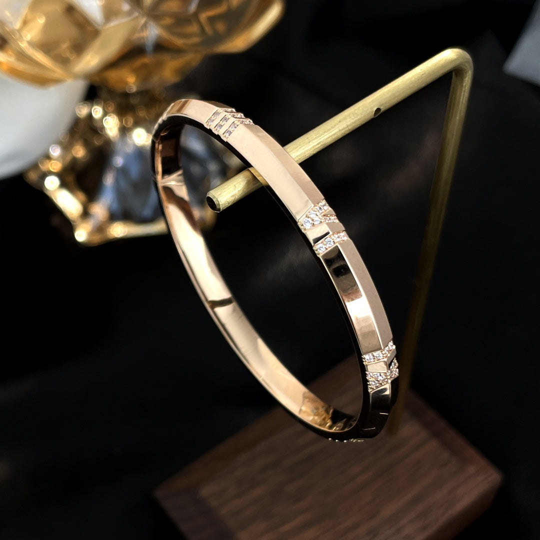 [⭐JeweliWhal]ATLAS BRACELET 6MM DIAMOND PINK GOLD