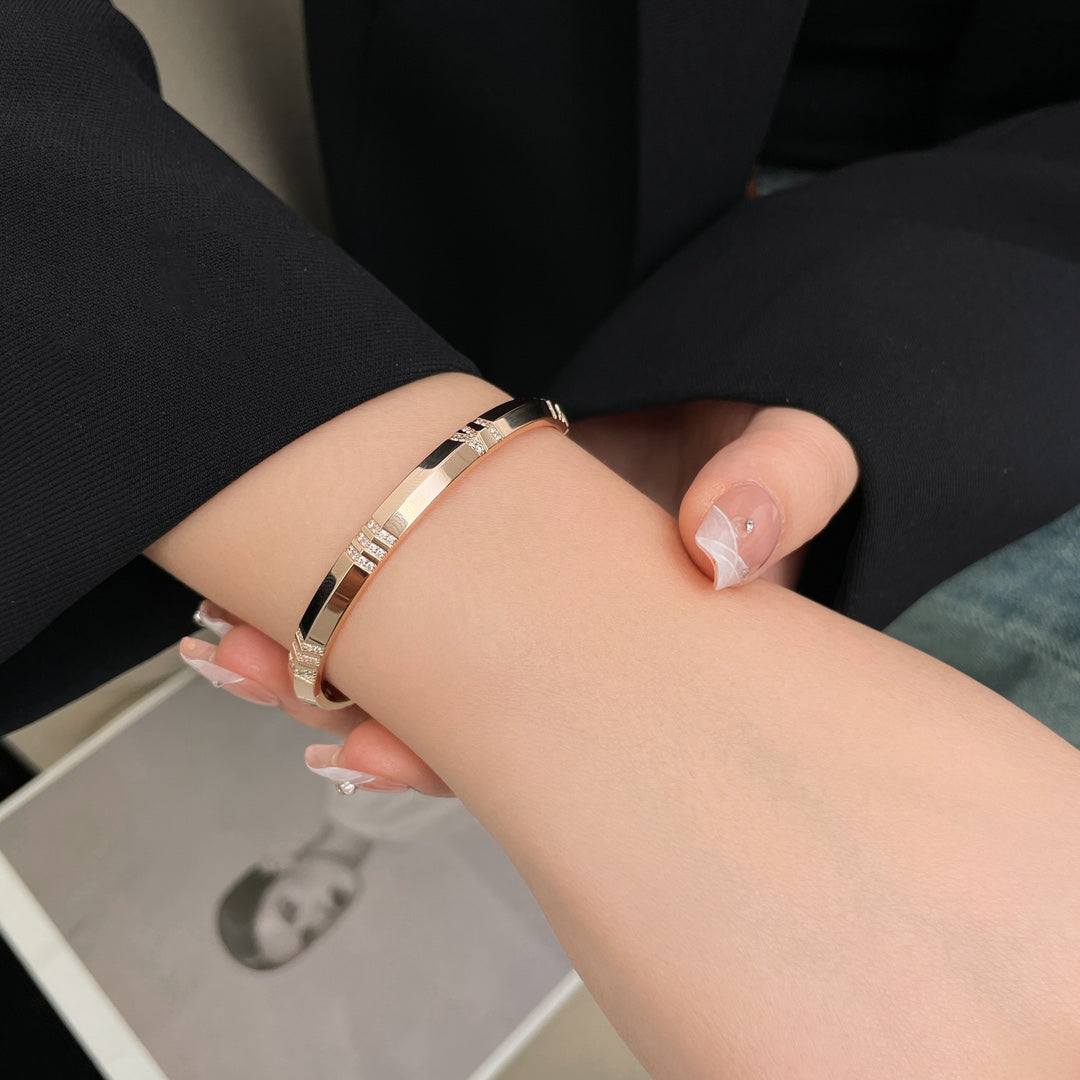 [⭐JeweliWhal]ATLAS BRACELET 6MM DIAMOND PINK GOLD