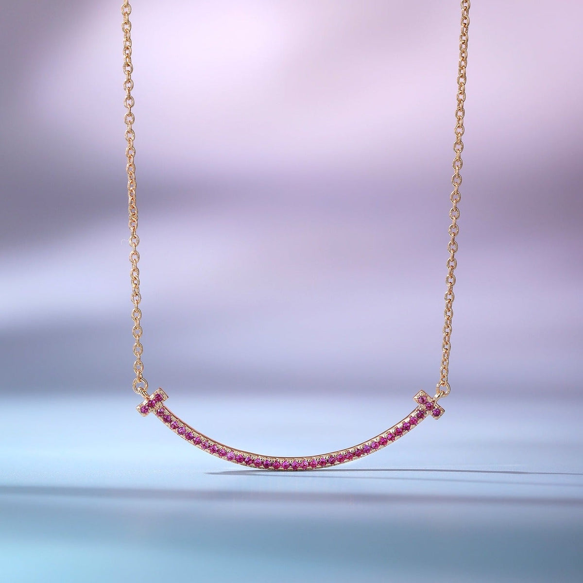 [⭐JeweliWhal]BIG SMILE PEDANT PINK DIAMOND NECKLACE