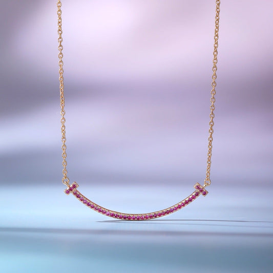 [⭐JeweliWhal]BIG SMILE PEDANT PINK DIAMOND NECKLACE
