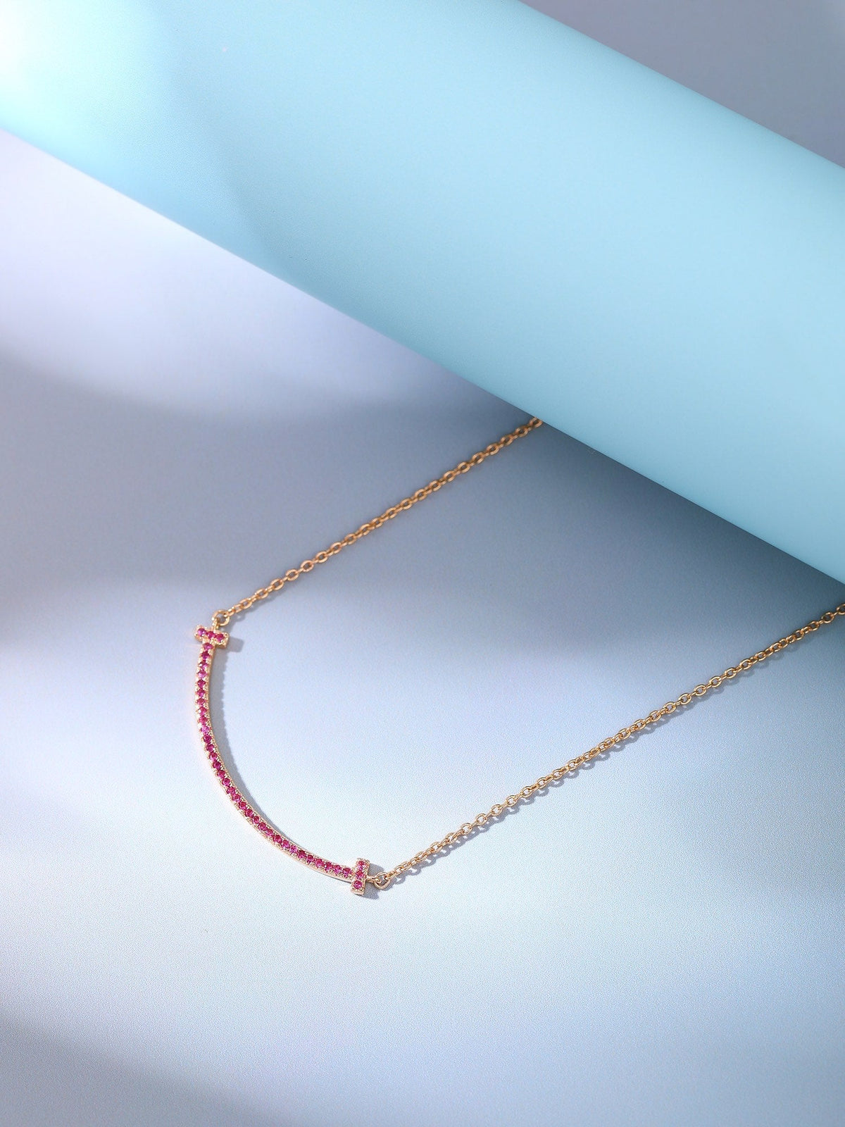 [⭐JeweliWhal]BIG SMILE PEDANT PINK DIAMOND NECKLACE