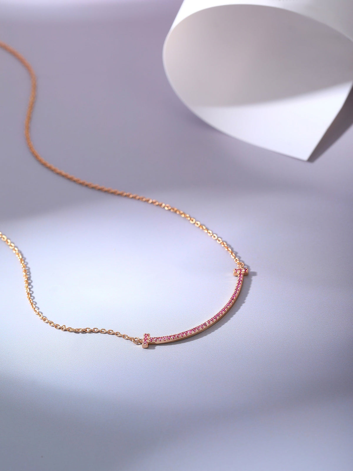 [⭐JeweliWhal]BIG SMILE PEDANT PINK DIAMOND NECKLACE