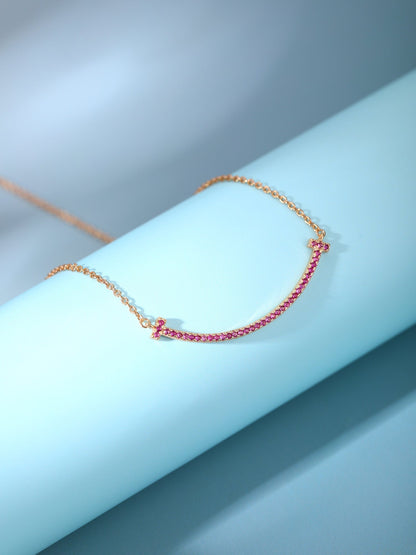 [⭐JeweliWhal]BIG SMILE PEDANT PINK DIAMOND NECKLACE
