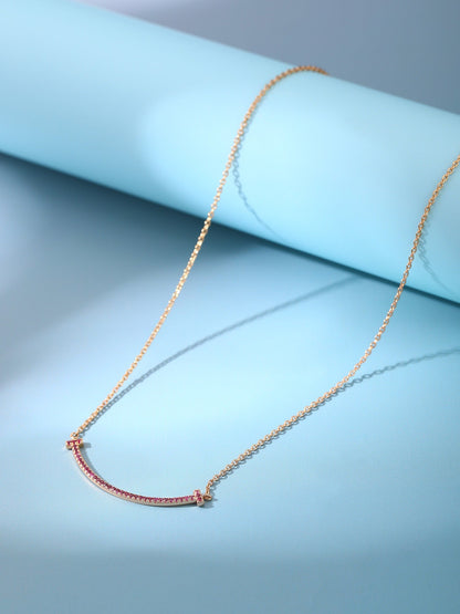 [⭐JeweliWhal]BIG SMILE PEDANT PINK DIAMOND NECKLACE