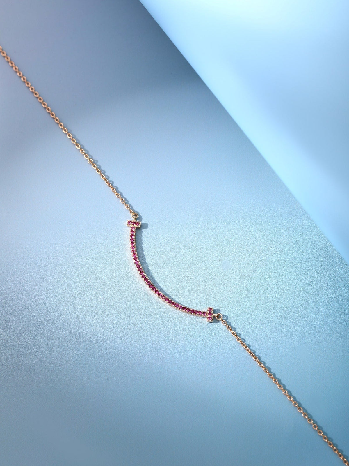 [⭐JeweliWhal]BIG SMILE PEDANT PINK DIAMOND NECKLACE