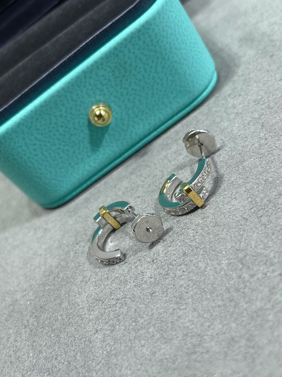 [⭐JeweliWhal]EDGE DIAMOND PINK GOLD EARRINGS