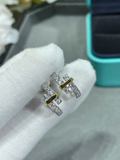 [⭐JeweliWhal]EDGE DIAMOND PINK GOLD EARRINGS