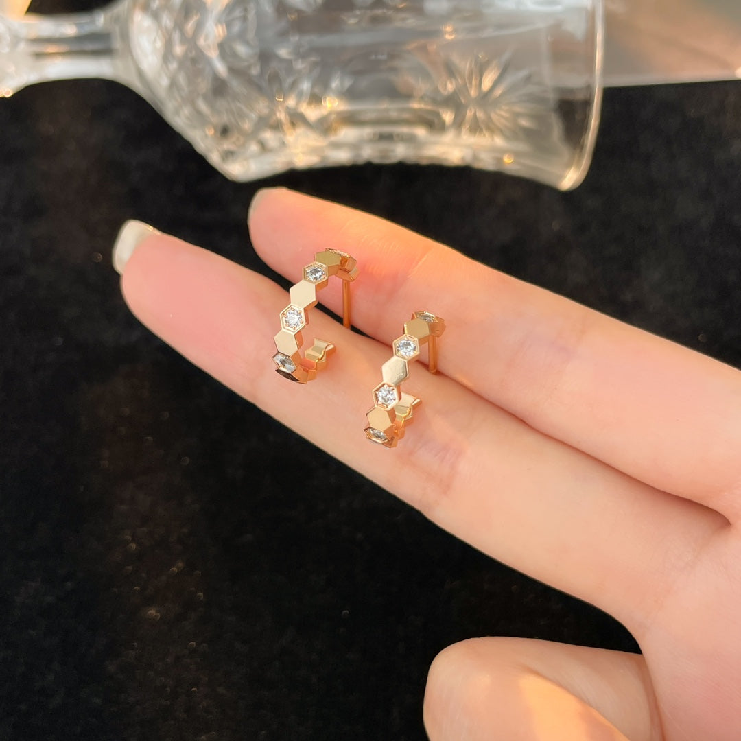 [⭐⭐JeweliWhal]BEE LOVE ダイヤモンドフープピアス