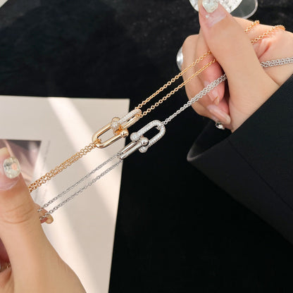 [⭐JeweliWhal]HARDWEAR DIAMOND PEDANT DOUBLE CHAIN NECKLACE