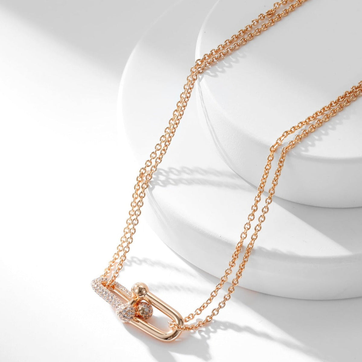 [⭐JeweliWhal]HARDWEAR DIAMOND PEDANT DOUBLE CHAIN NECKLACE