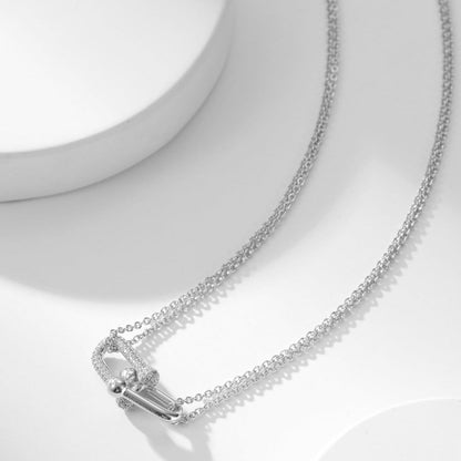 [⭐JeweliWhal]HARDWEAR DIAMOND PEDANT DOUBLE CHAIN NECKLACE